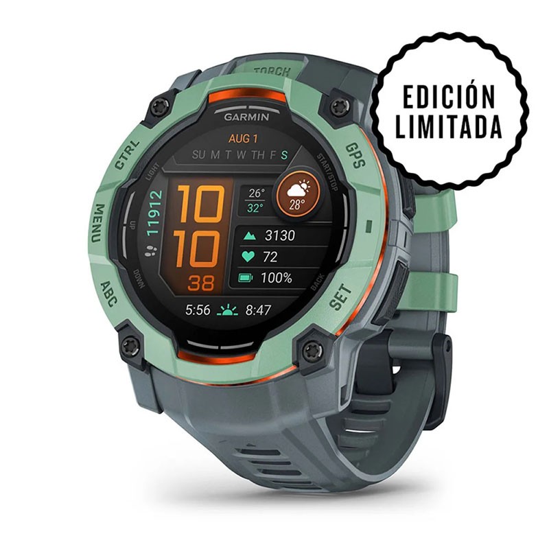 GARMIN Instinct 3 - 50mm AMOLED Verde con correa gris