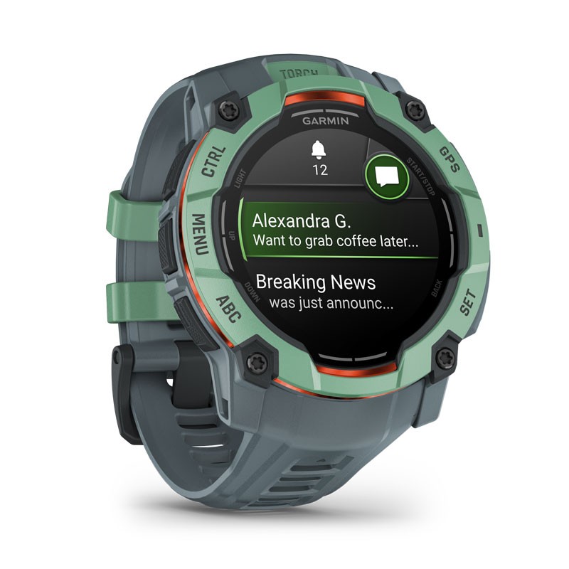 GARMIN Instinct 3 - 50mm AMOLED Verde con correa gris